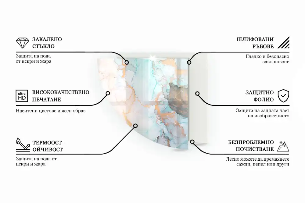 Negyedkör alakú kandalló alátét harmonikus táblamintával