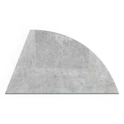 Negyedkör alakú üveg kandalló alátét természetes beton mintázattal