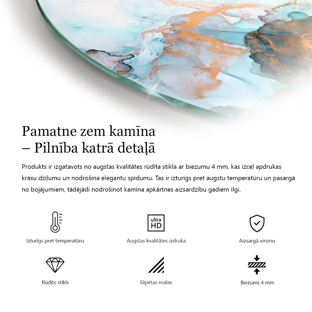 Negyedkör alakú fekete üveg kandalló alátét