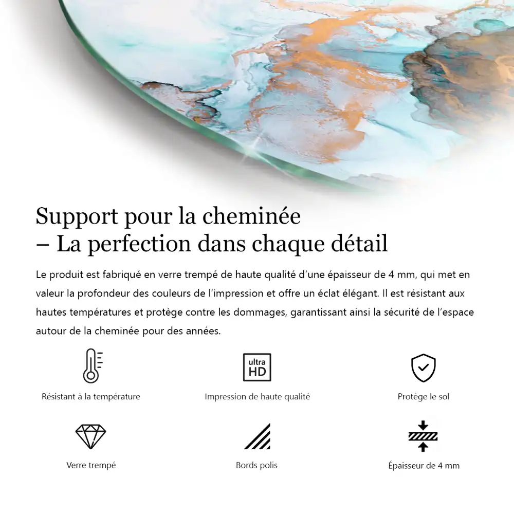 Negyedkör alakú szürkésbarna üveg kandalló alátét