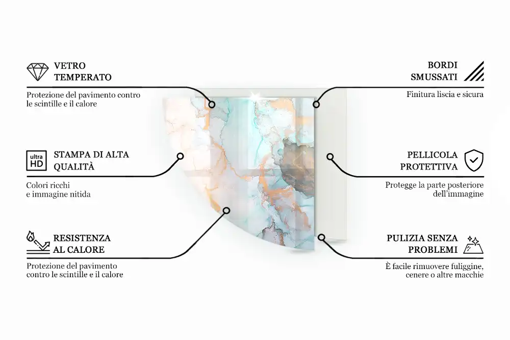 Világosbarna negyedkör alakú üveg kandalló alátét