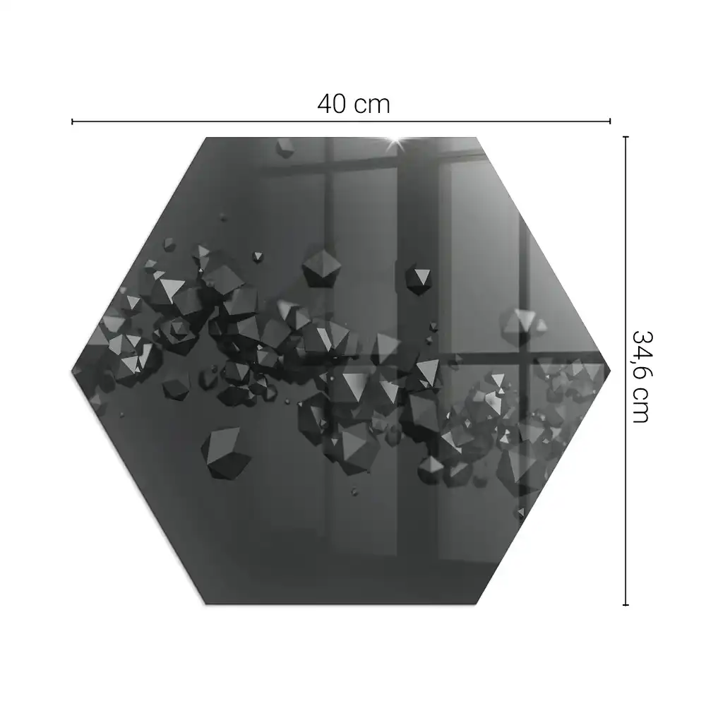Hatszögletű üveg kandalló alátét absztrakt geometrikus felhő mintával