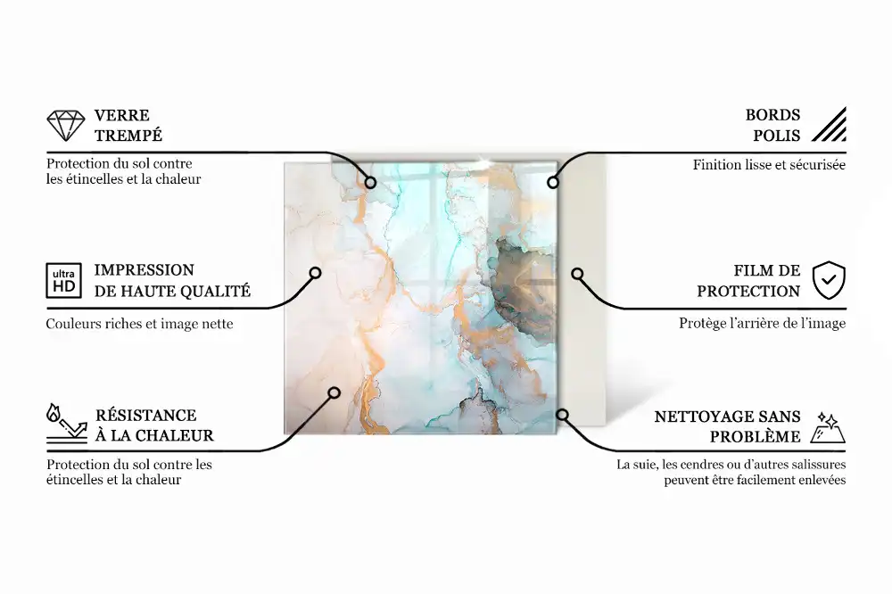 Hatszögletű üveg kandalló alátét egyedi deszkamintás árnyalatokban