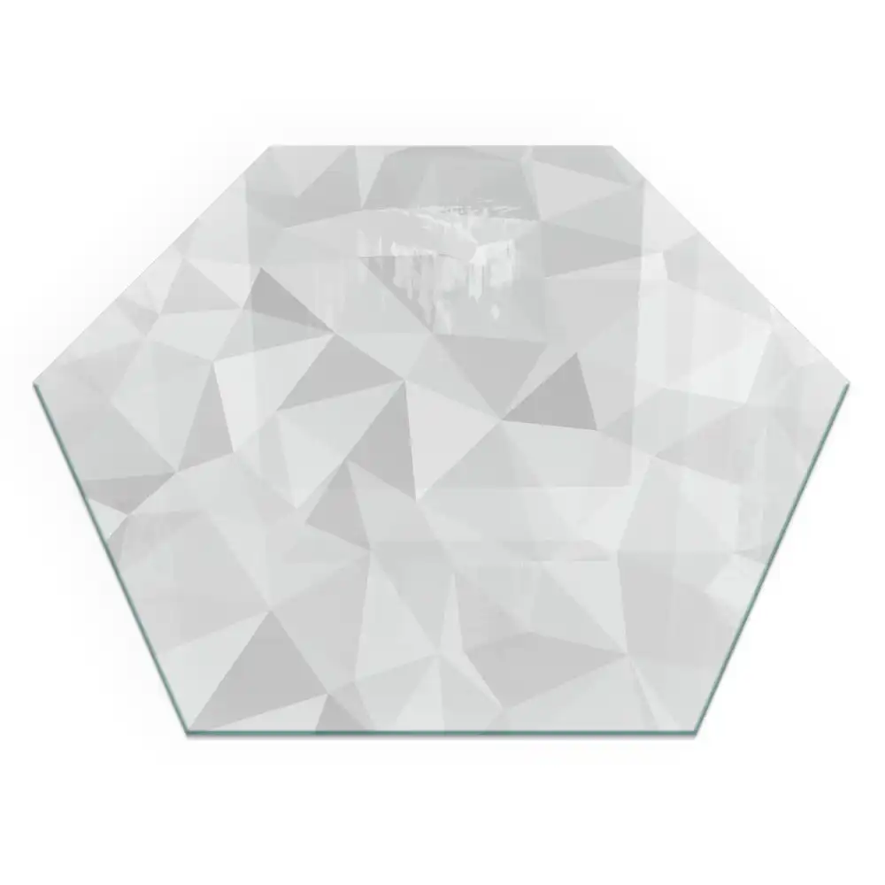 Hatszögletű üveg kandalló alátét modern geometrikus mintával