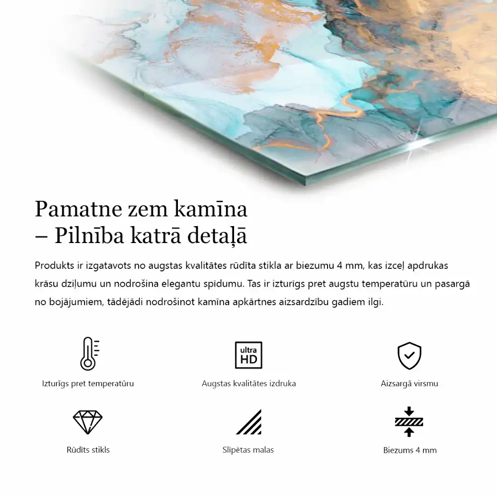 Hatszögletű kandalló üveg alátét vágott fa mintával