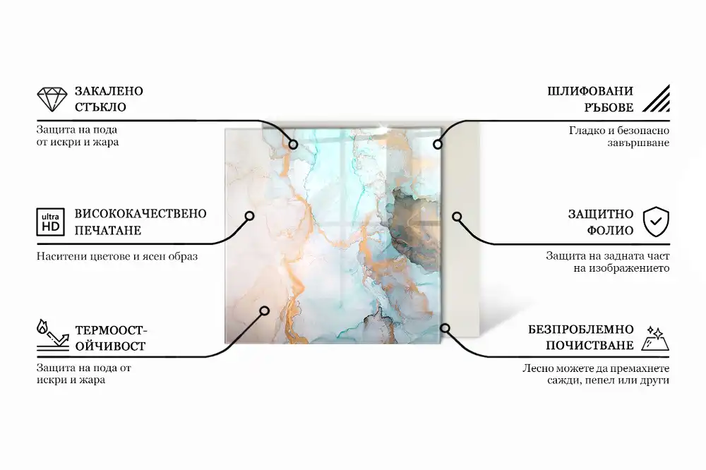 Hatszögletű üveg kandallópadló védő elegáns levélmintával