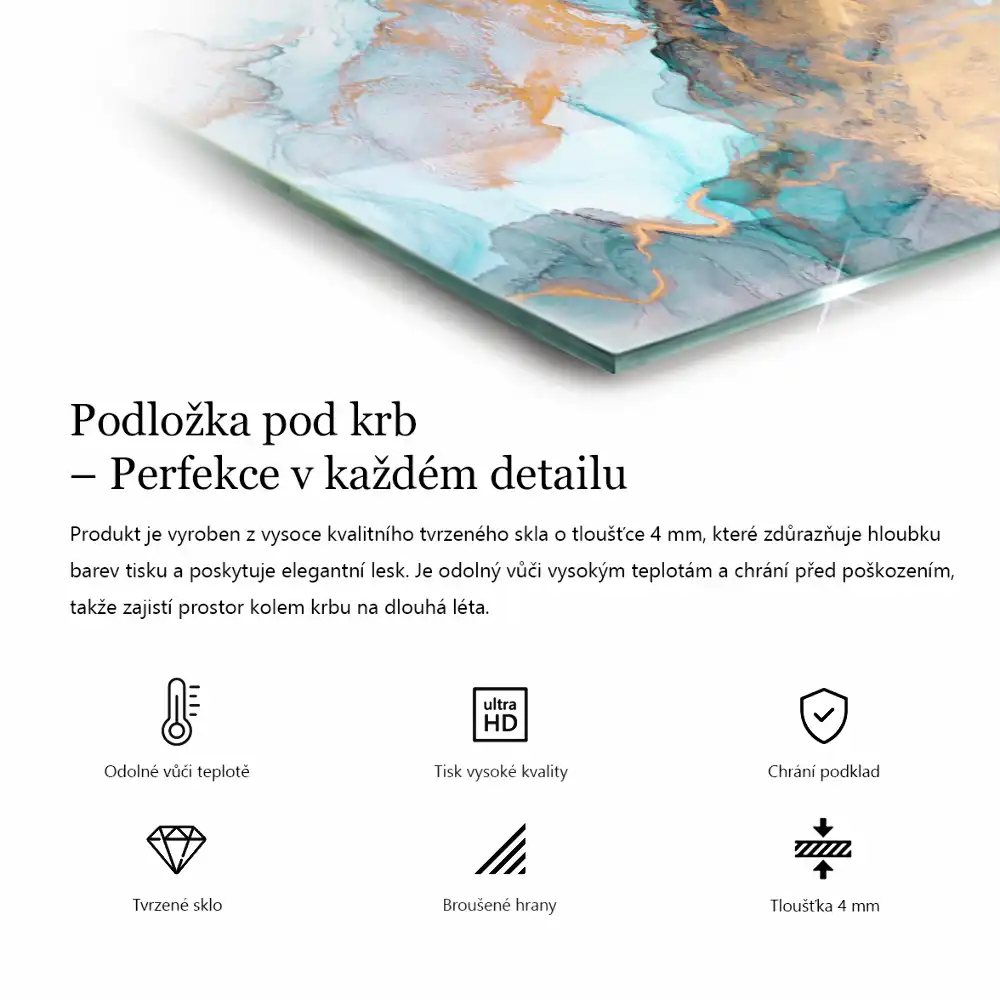 Hatszögletű kőmintás üveg kandalló alátét vénás erezettel