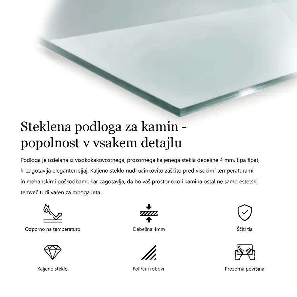 Átlátszó hatszögletű üveg kandalló alátét