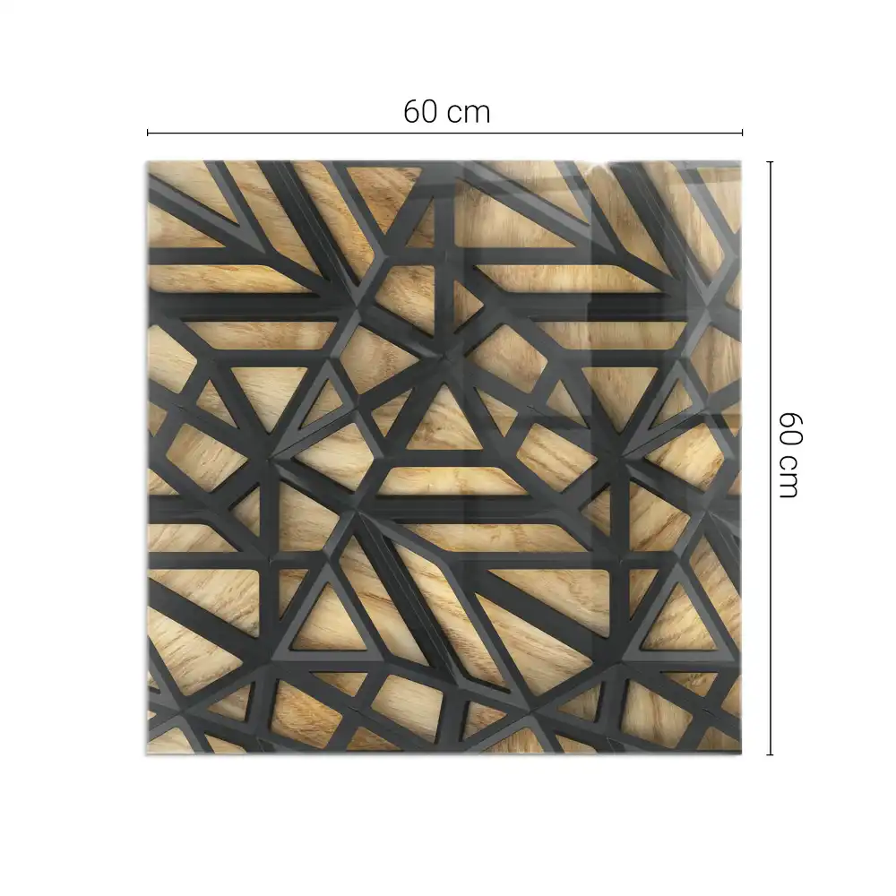 Négyzet alakú üveg kandalló alátét geometrikus mintával
