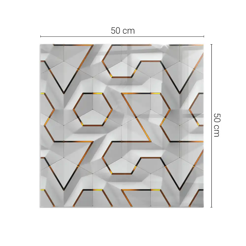 Üveg négyzet alakú kandalló alátét 3D geometrikus mintával