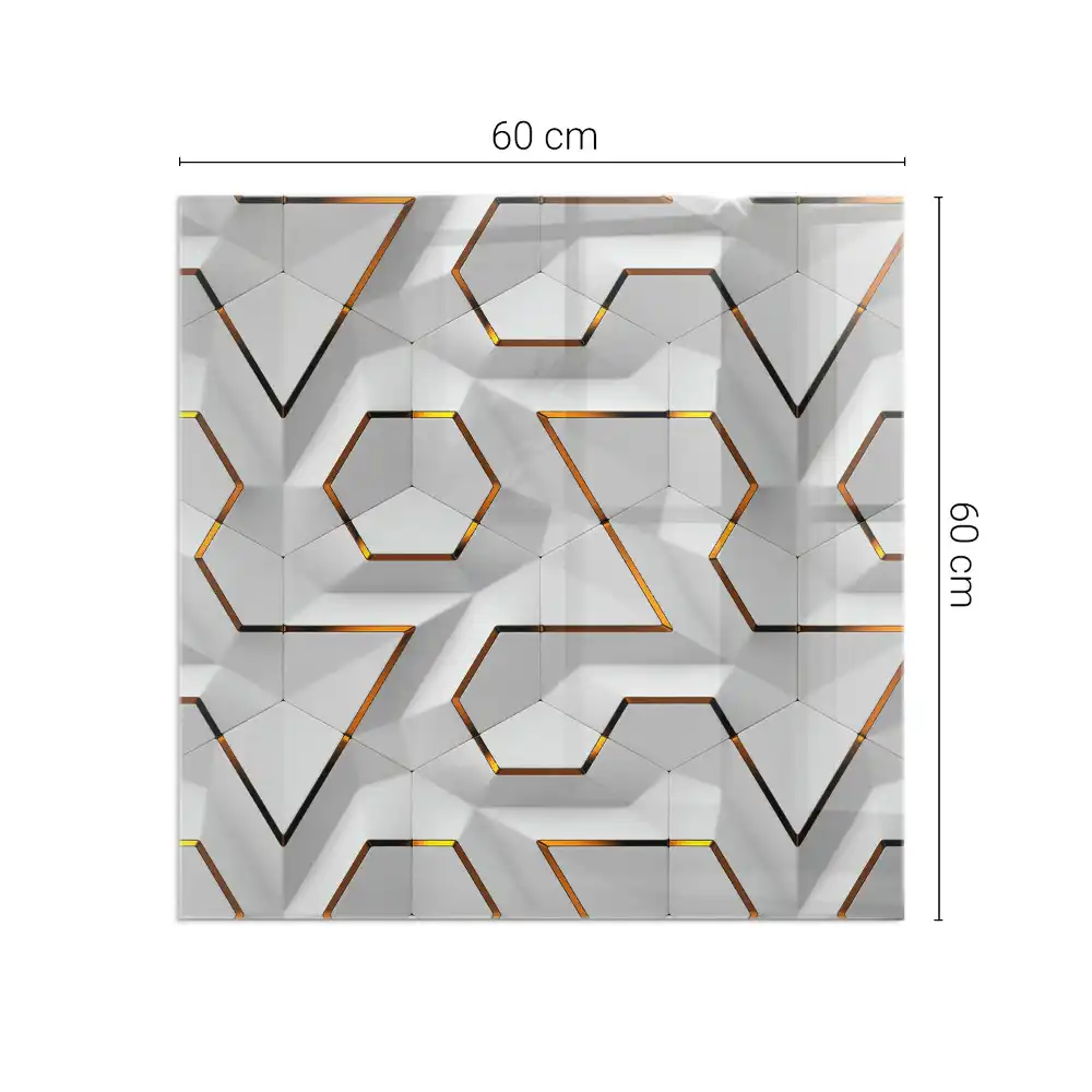 Üveg négyzet alakú kandalló alátét 3D geometrikus mintával