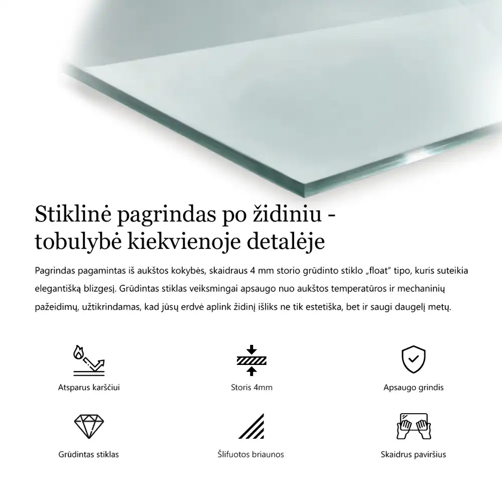 Átlátszó négyzet alakú kandalló alátét