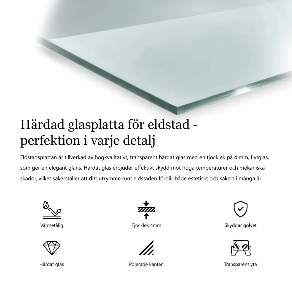 Átlátszó négyzet alakú kandalló alátét