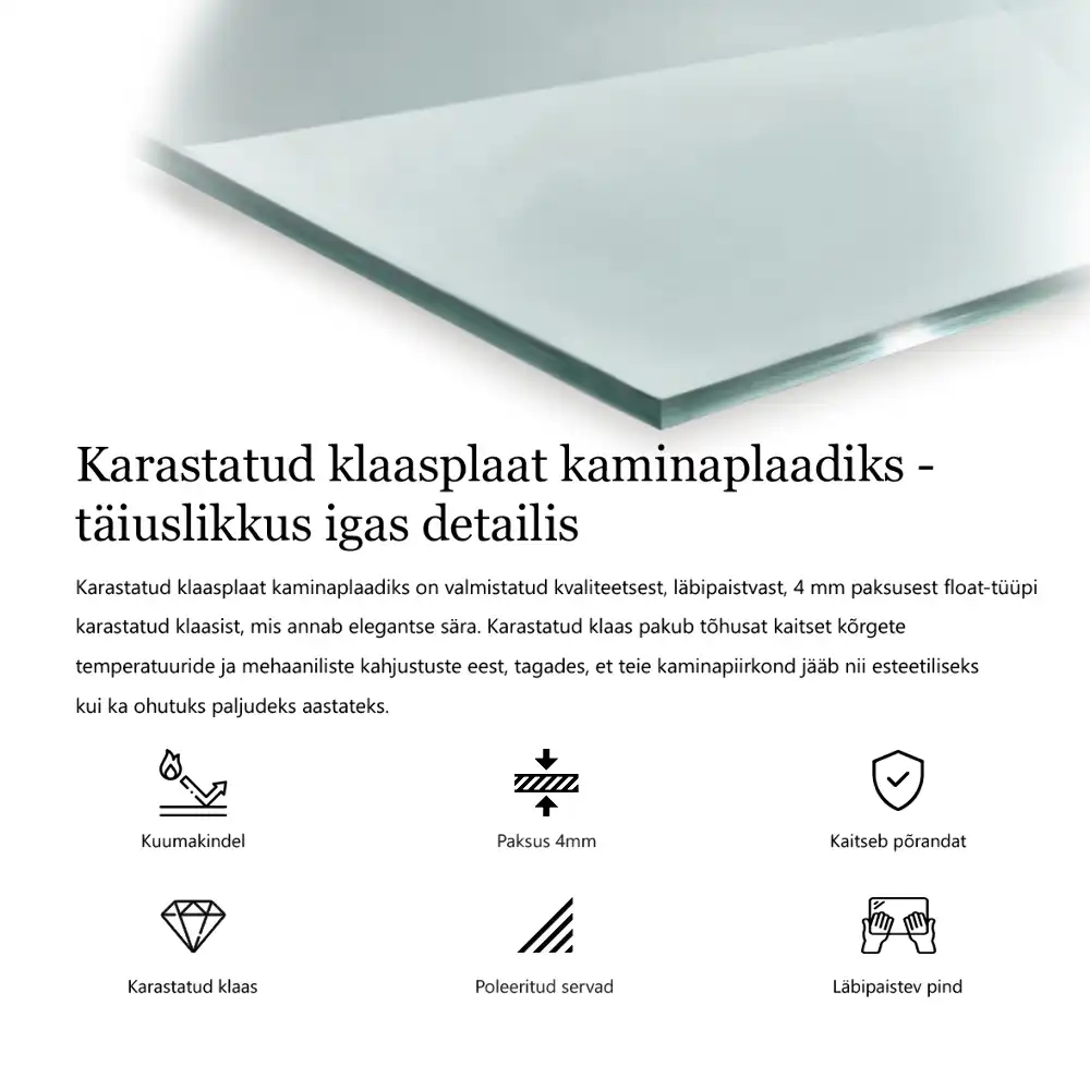 Átlátszó négyzet alakú kandalló alátét
