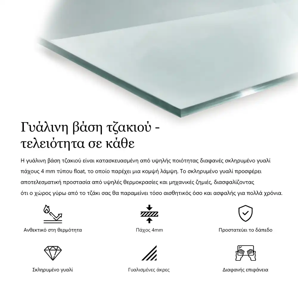 Átlátszó négyzet alakú kandalló alátét