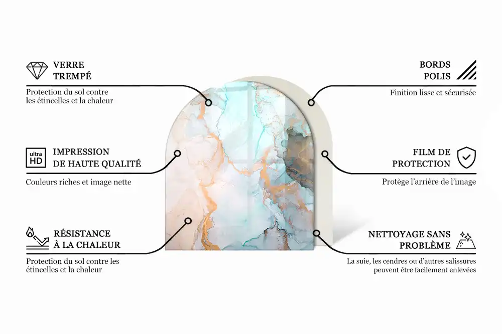 Félovális kandallóalátét többdimenziós geometriai mintával