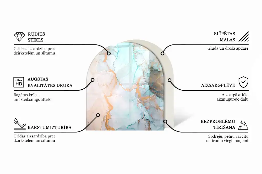 Félovális kandallóalátét többdimenziós geometriai mintával