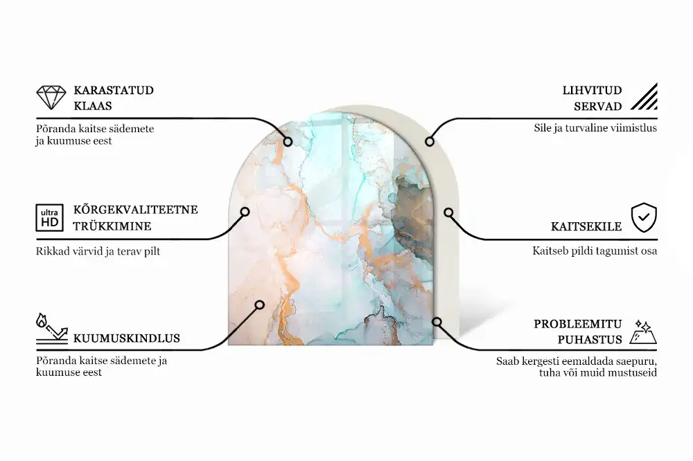 Félovális kandalló alátét absztrakt fa motívummal