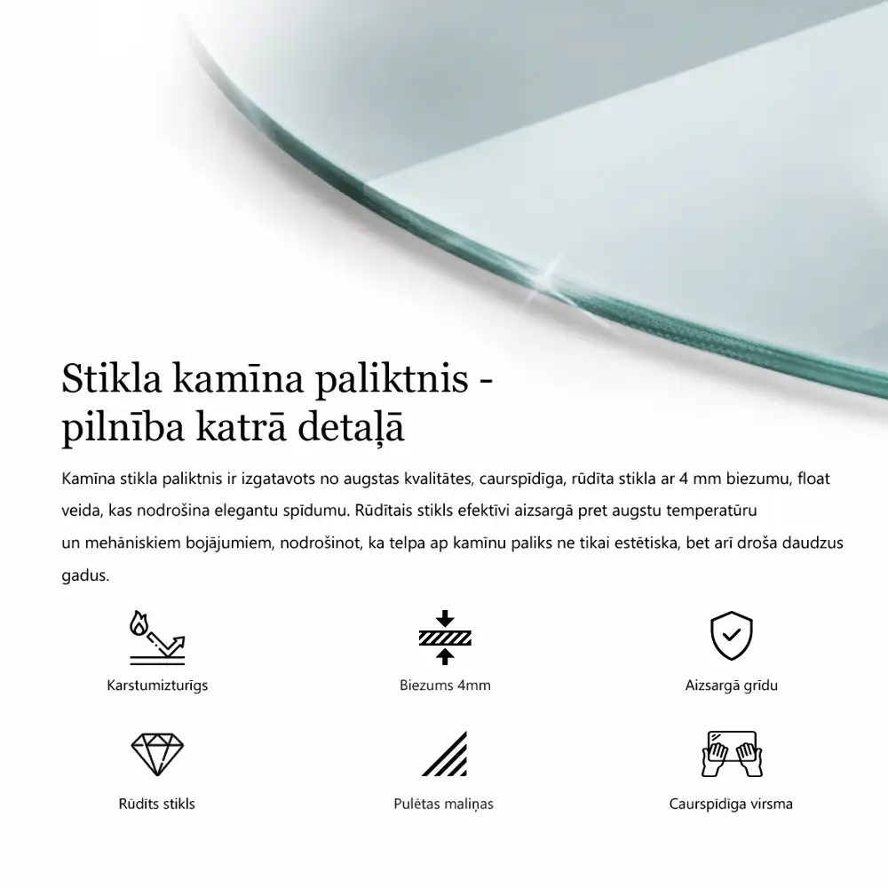 Félovális átlátszó kandalló üveg alátét