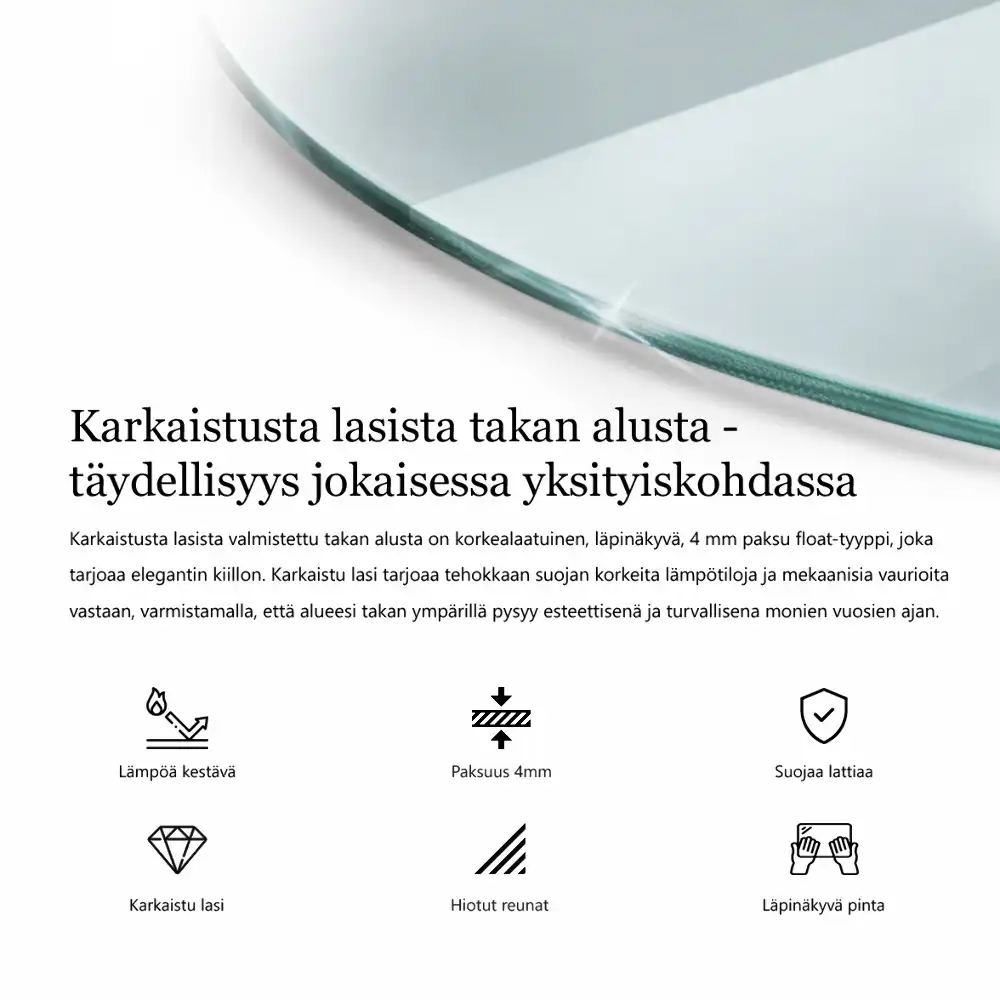 Félovális átlátszó kandalló üveg alátét