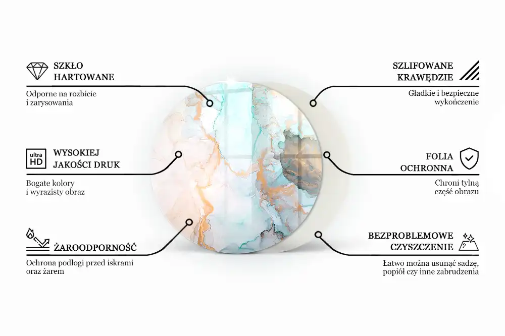 Szürke kerek kandalló üveg alátét