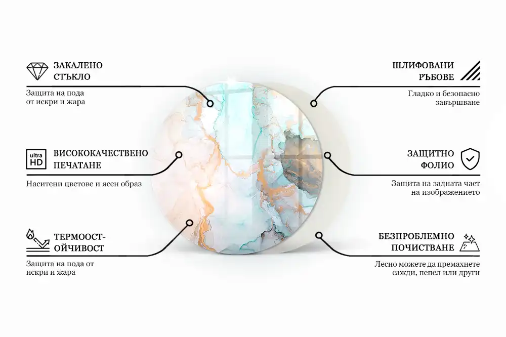 Halvány rózsaszín kerek üveg kandalló alátét