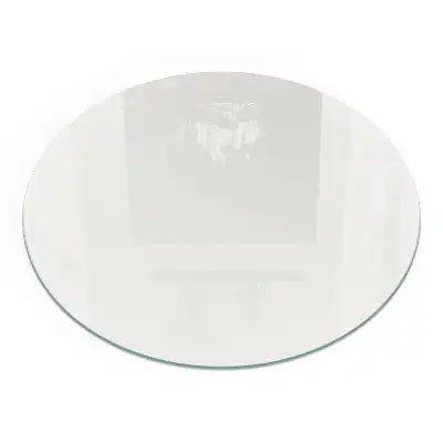 Kerek, elefántcsontszínű üveg kandalló alátét