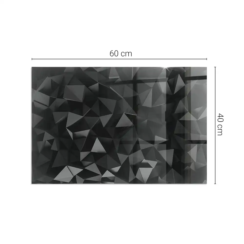 Téglalap alakú, háromdimenziós geometriai mintás üveg kandalló alátét