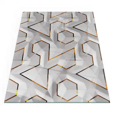 3D geometrikus mintás téglalap alakú kandalló üveg alátét