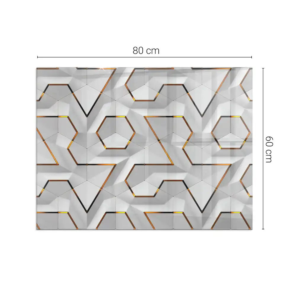 3D geometrikus mintás téglalap alakú kandalló üveg alátét