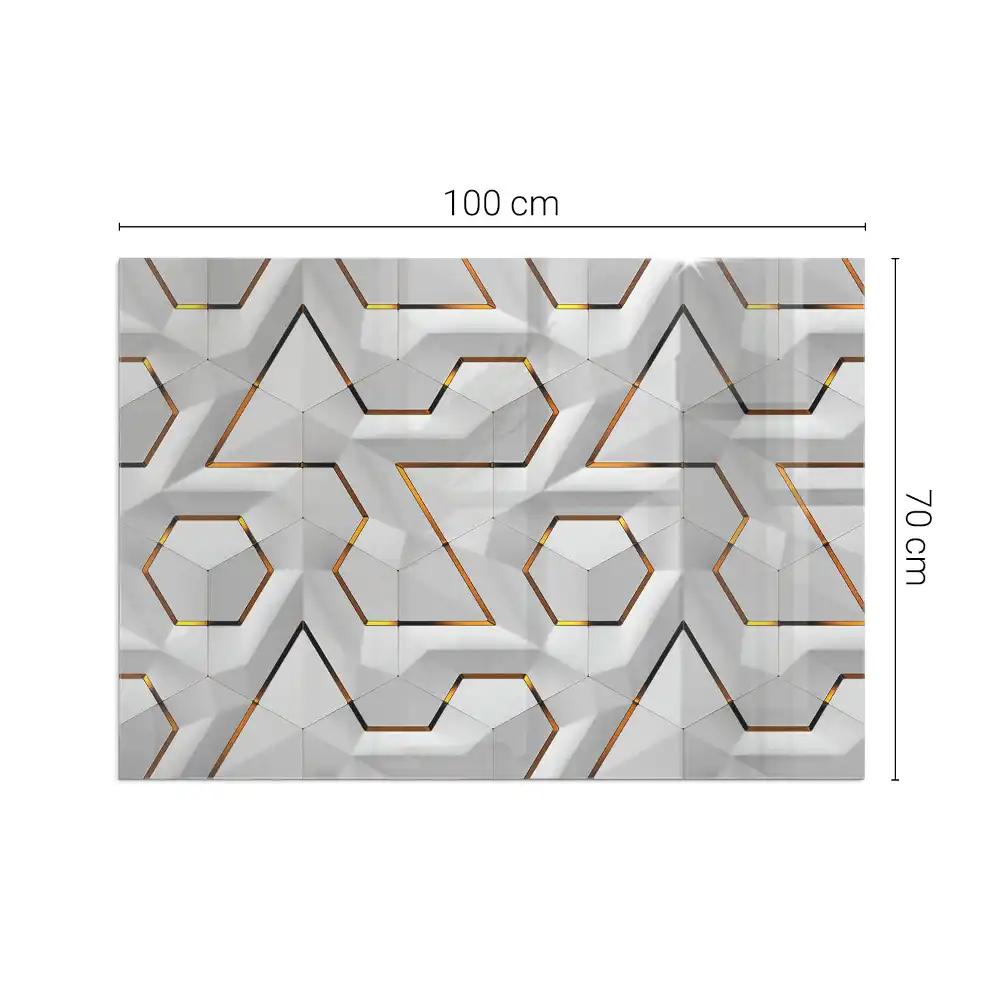 3D geometrikus mintás téglalap alakú kandalló üveg alátét