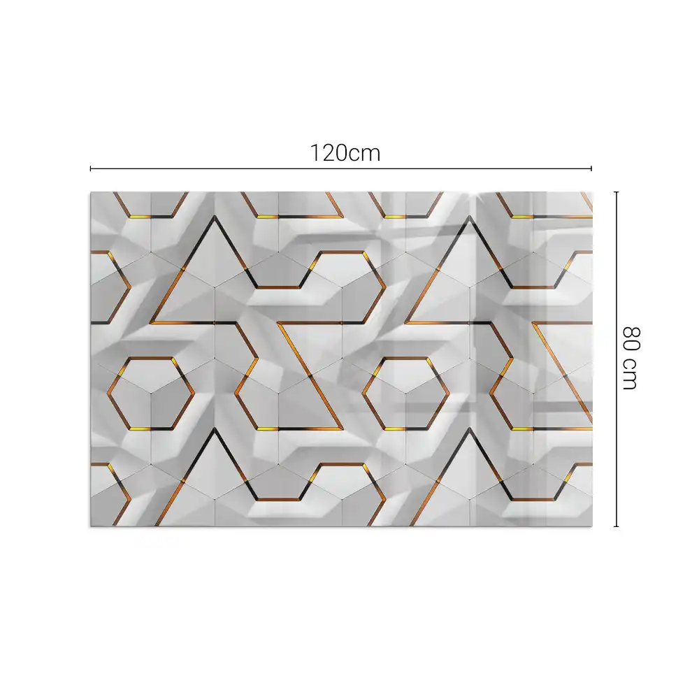 3D geometrikus mintás téglalap alakú kandalló üveg alátét
