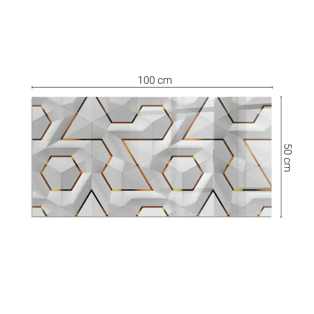 3D geometrikus mintás téglalap alakú kandalló üveg alátét