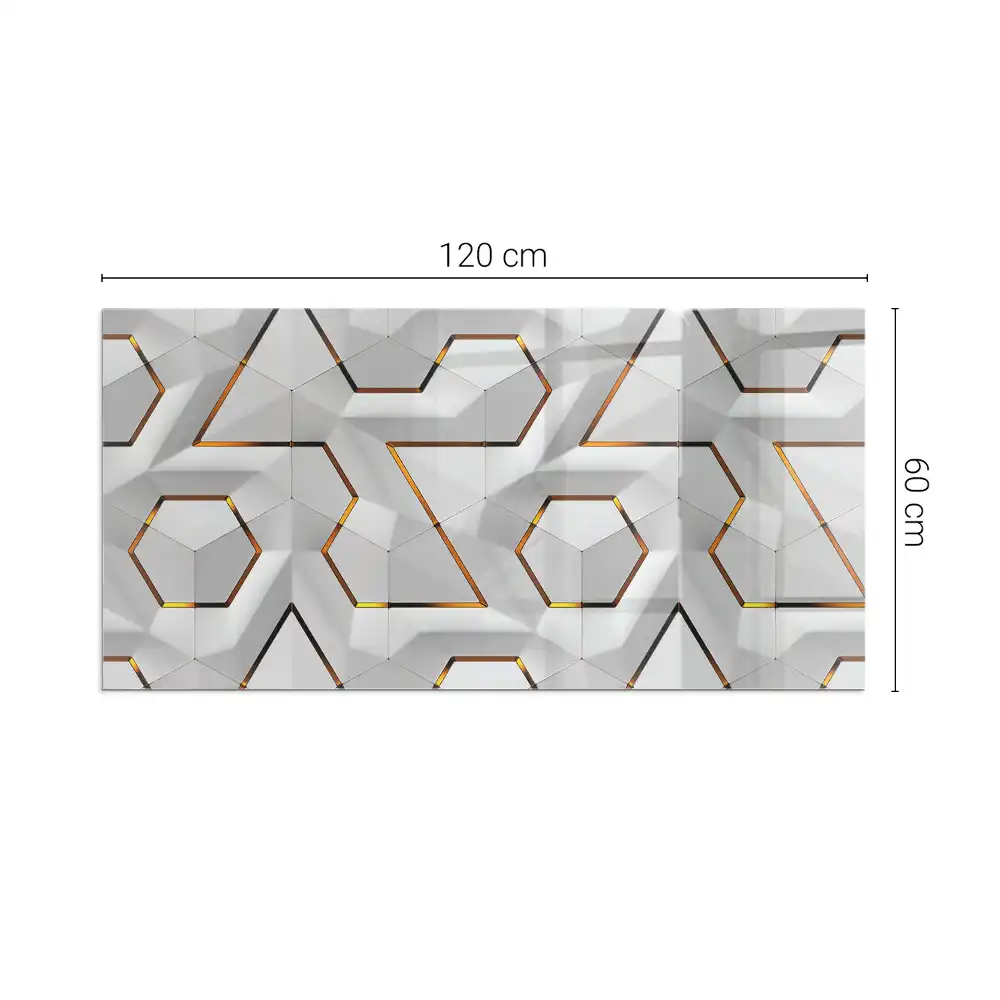 3D geometrikus mintás téglalap alakú kandalló üveg alátét