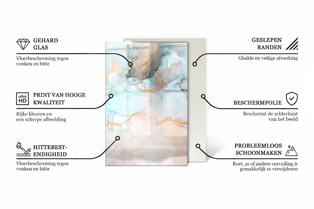 Téglalap alakú üveg kandalló alátét nyers beton textúrával