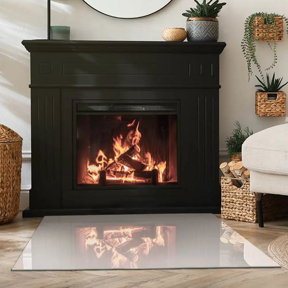 Halvány rózsaszín téglalap alakú kandalló üveg alátét