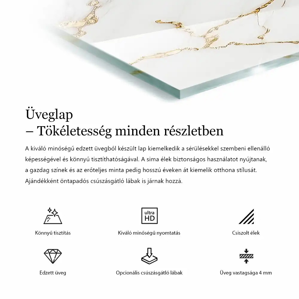 Természetes kő textúrájú négyzet alakú asztallap