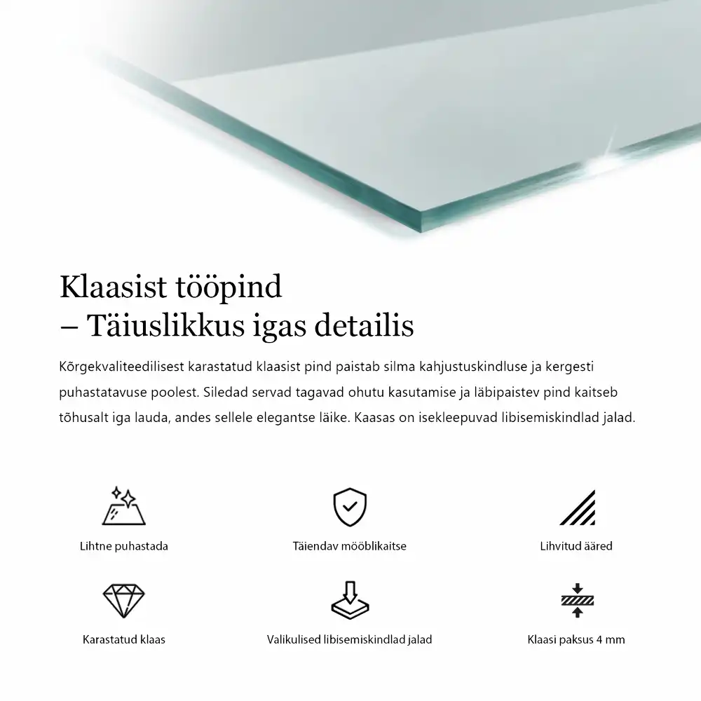 Átlátszó négyzet alakú üveglap asztalra