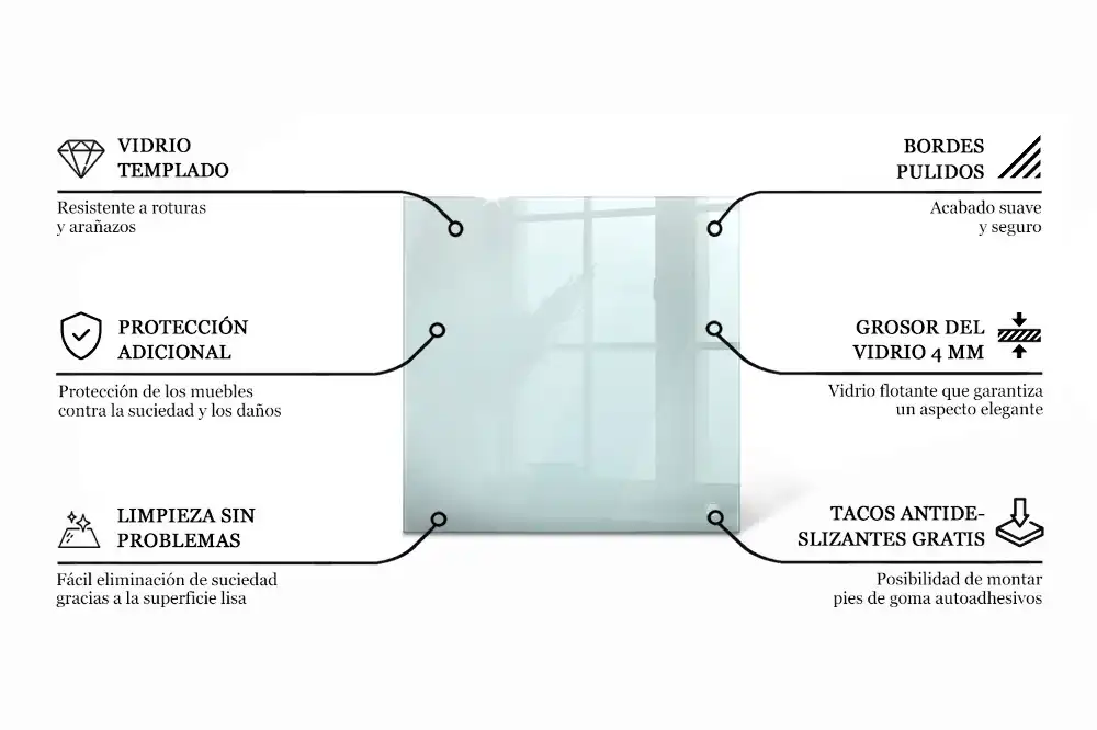 Átlátszó négyzet alakú üveglap asztalra