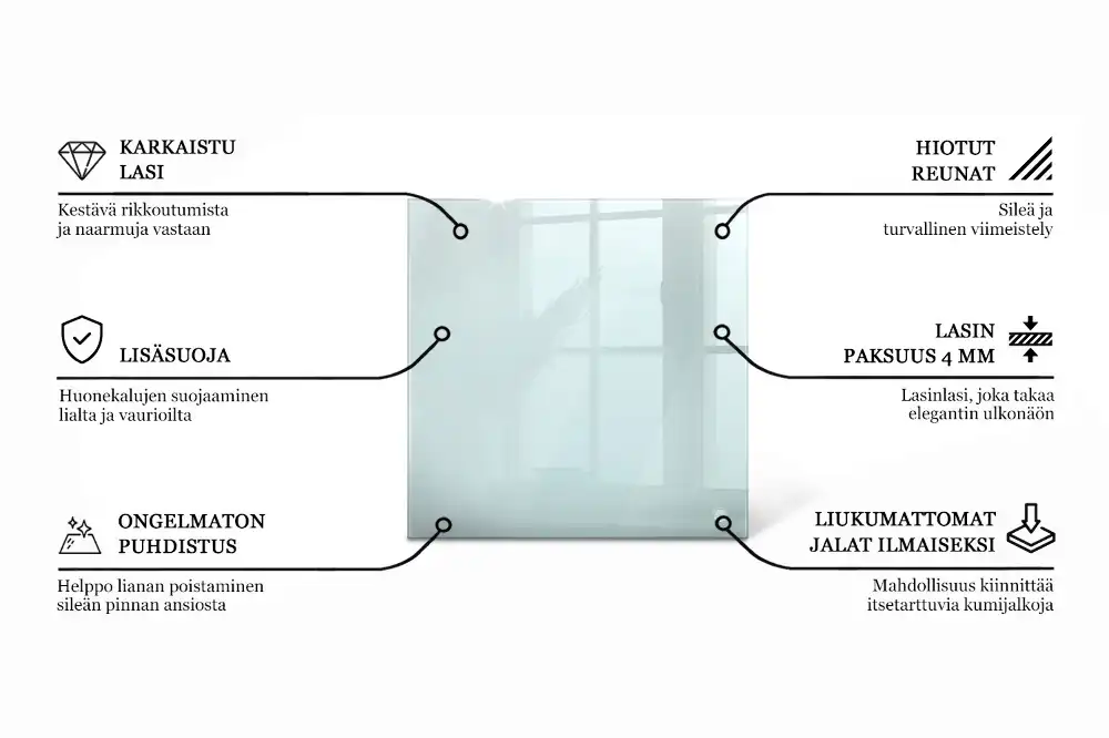 Átlátszó négyzet alakú üveglap asztalra