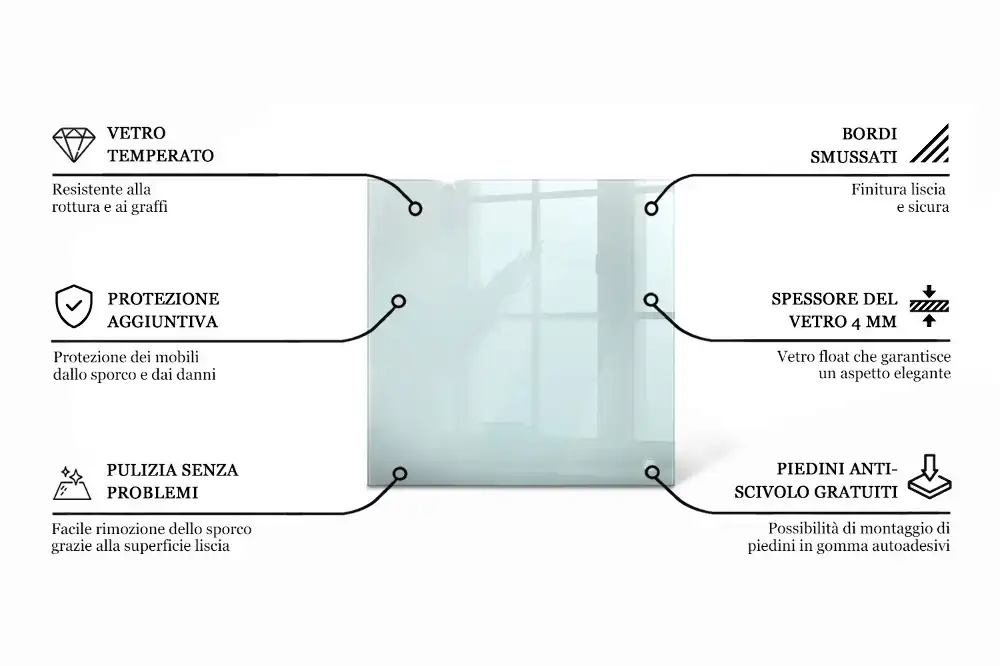 Átlátszó négyzet alakú üveglap asztalra