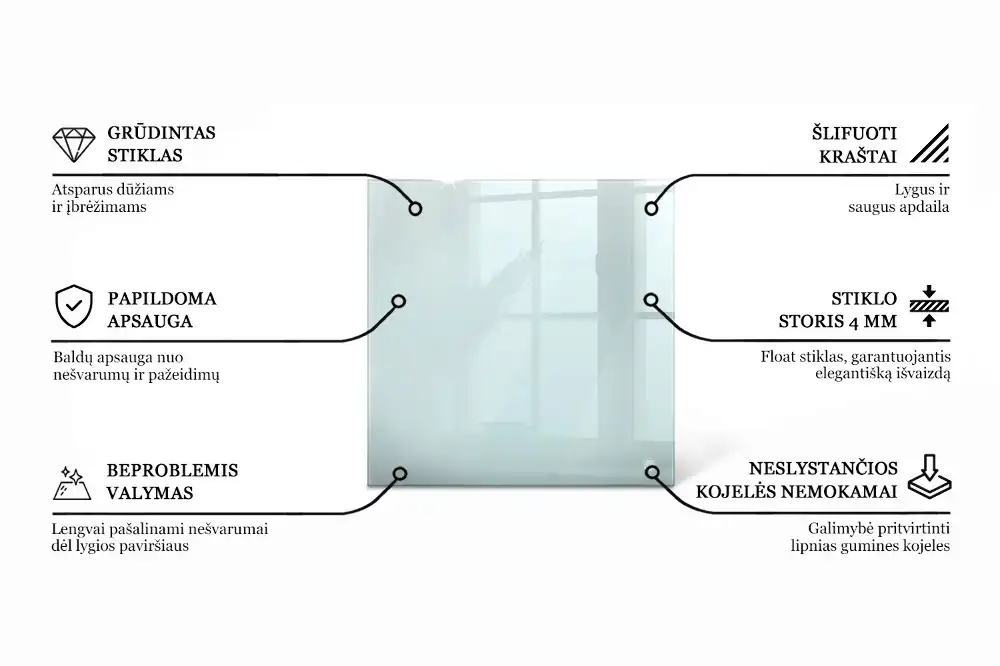 Átlátszó négyzet alakú üveglap asztalra