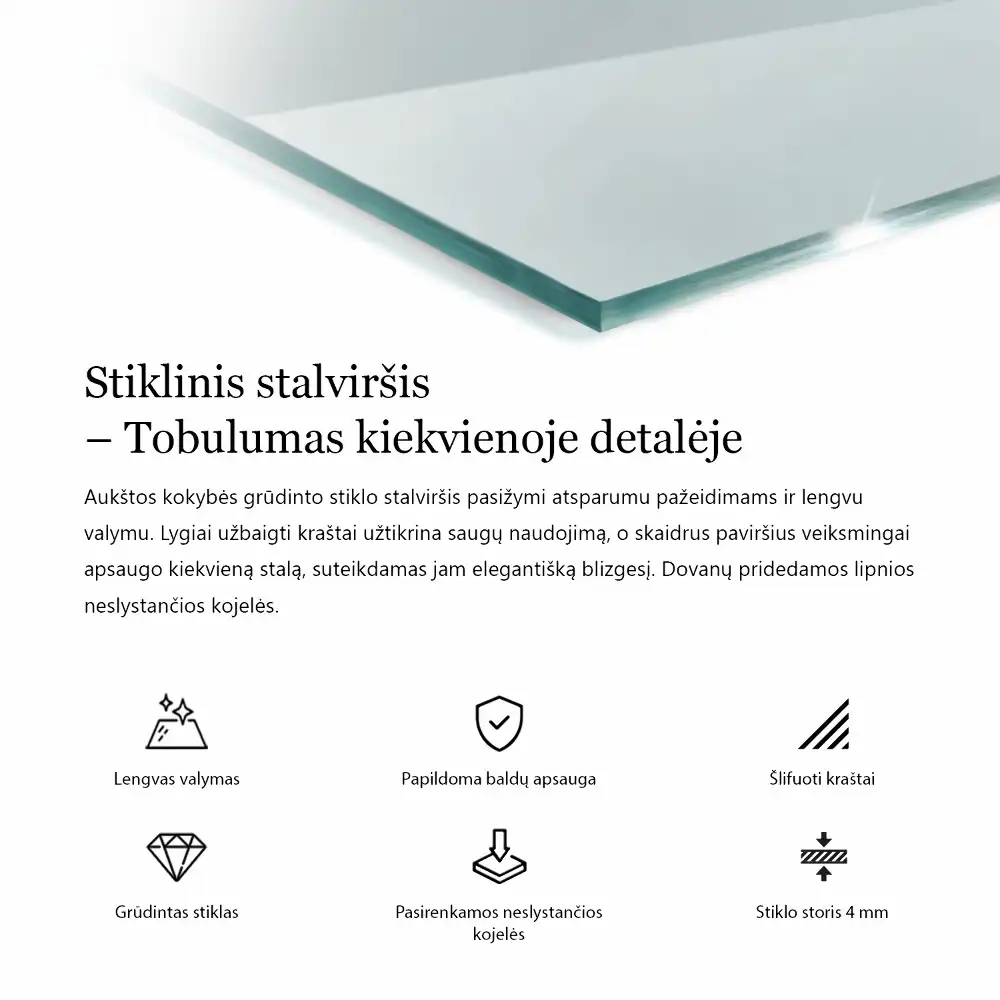 Átlátszó négyzet alakú üveglap asztalra
