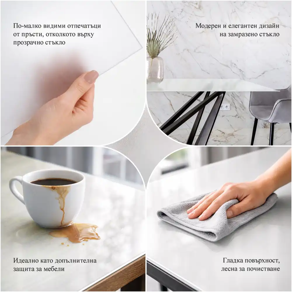 Kör alakú asztallap matt üveghatással