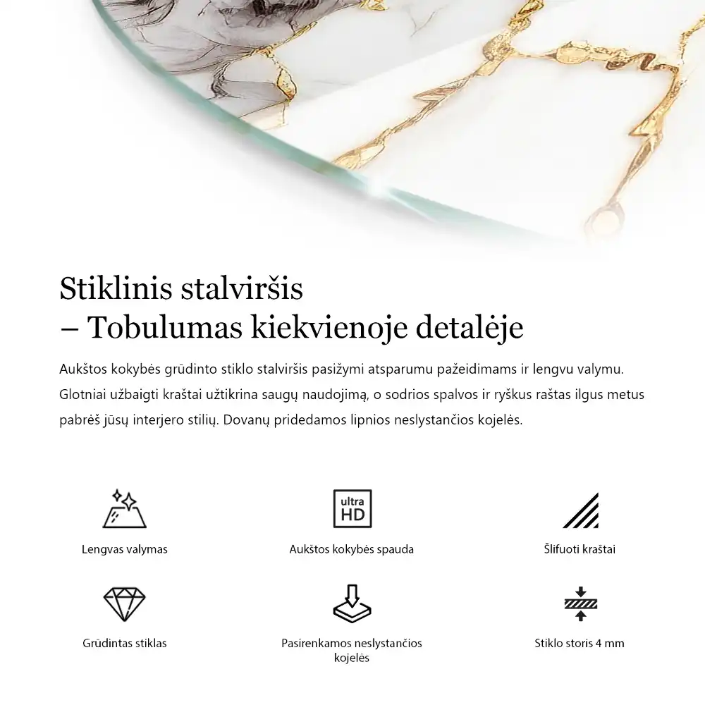 Márványmintás kerek asztallap