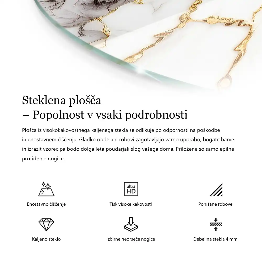 Márványmintás kerek asztallap