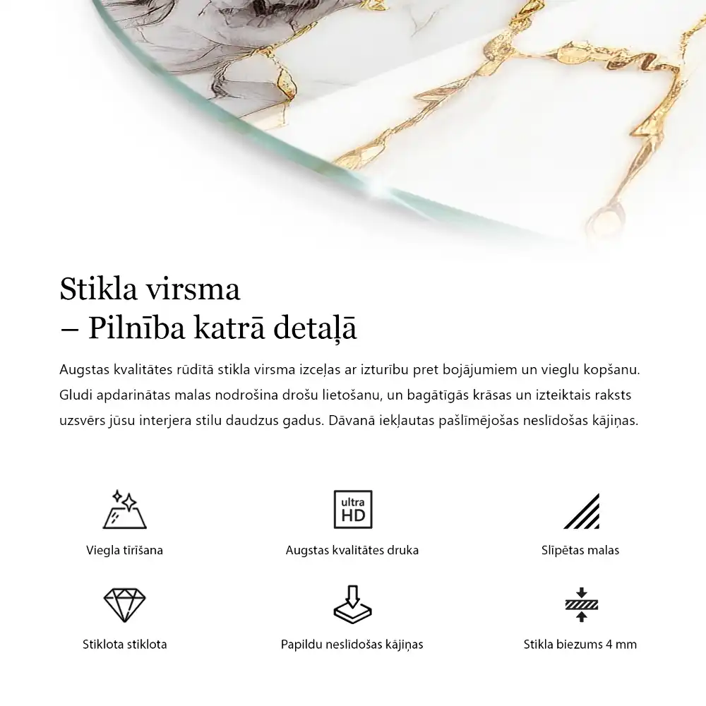 Elegáns márványmintás kerek asztallap