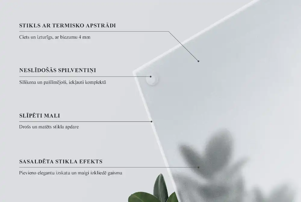 Félig átlátszó téglalap alakú edzett üveglap