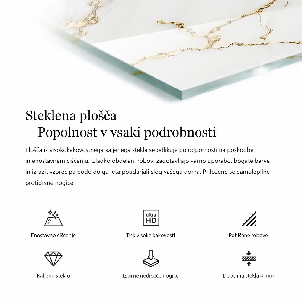 Téglalap alakú, fa mintás üveglap