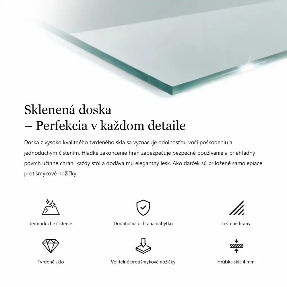 Átlátszó téglalap alakú asztallap